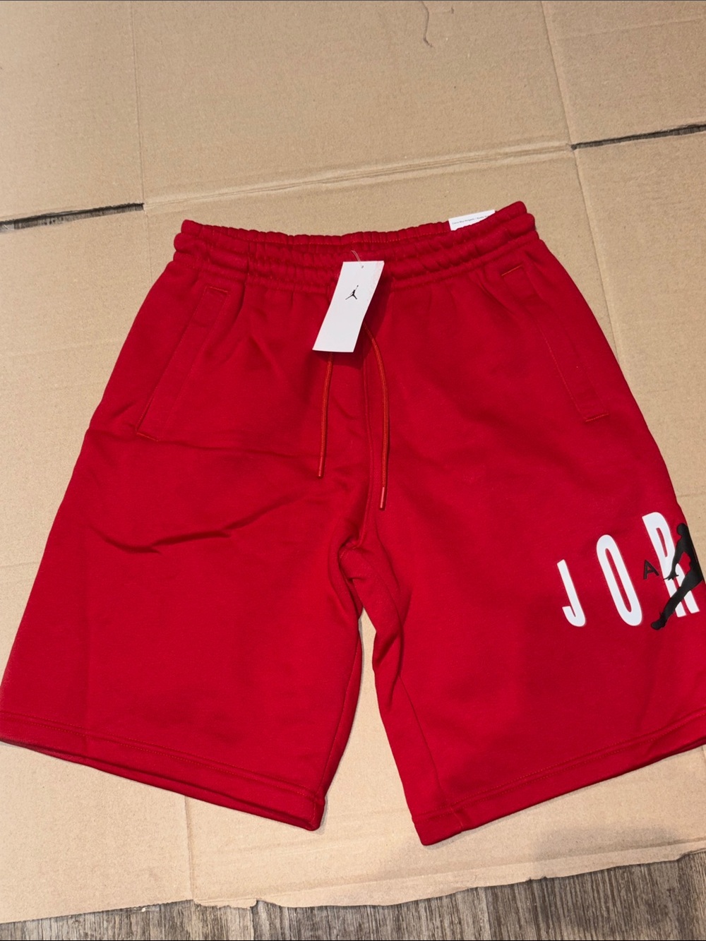 Jordan Red Athletic Fleece Shorts with Logo